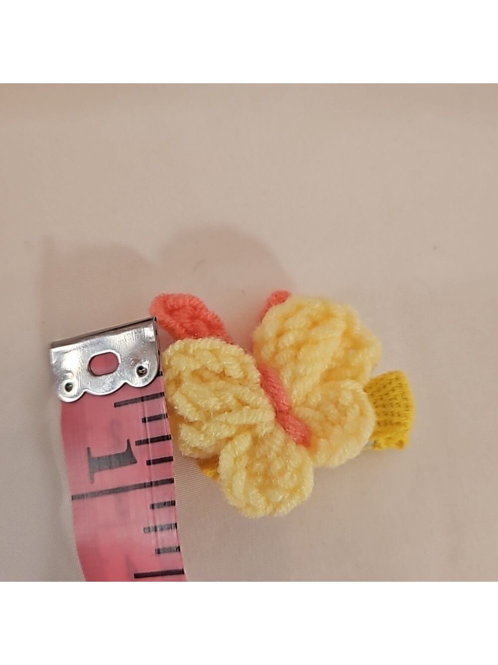 Hand Crafted Hand Knit Crochet Butterfly Hair Clip blue-yellow 1" Alligator clip - Picture 11 of 17
